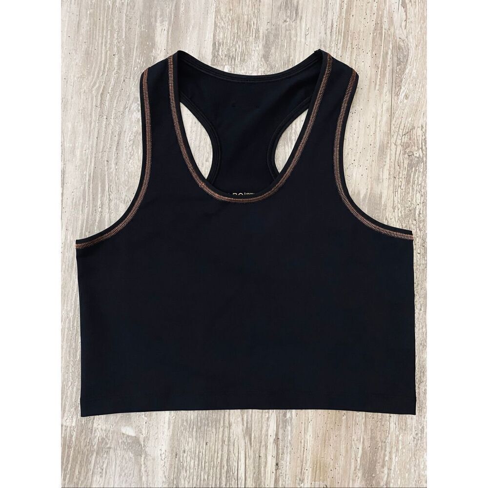 All Day Alba Racerback Sports Yoga Tank Black Copper Sz S